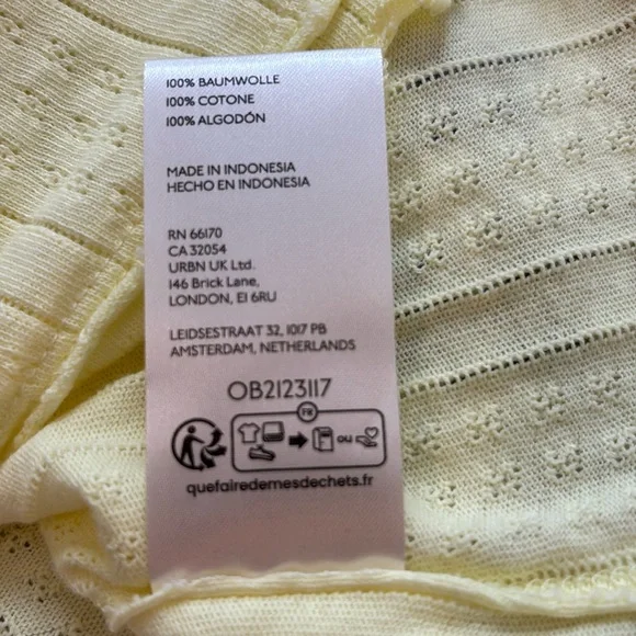 Free People/We the Free Penny Pointelle Cardi in Tender Yellow Size L. NWT Tees - Long Sleeve